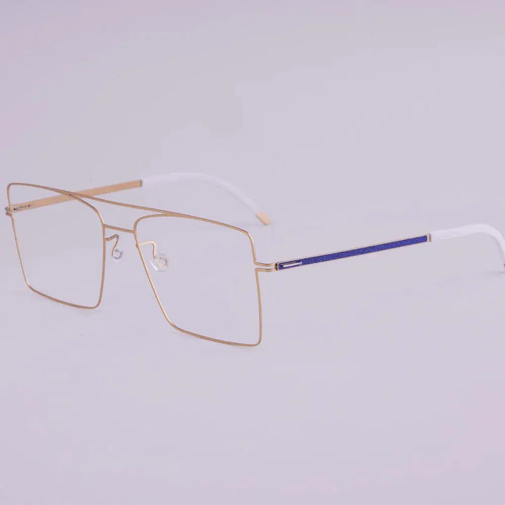 Bobbie 476753 Men’s 146mm Full Rim Square Double Bridge Titanium Frames FuzWeb