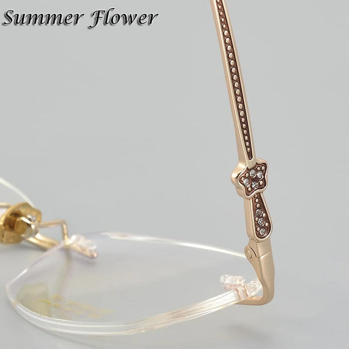 Summer Flower Women's Rimless Oval Square Titanium Eyeglasses 69263