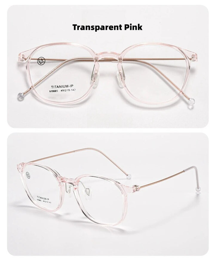 KatKani Unisex Full Rim Round Tr 90 Titanium Eyeglasses 9885 Full Rim KatKani Eyeglasses Transparent Pink  