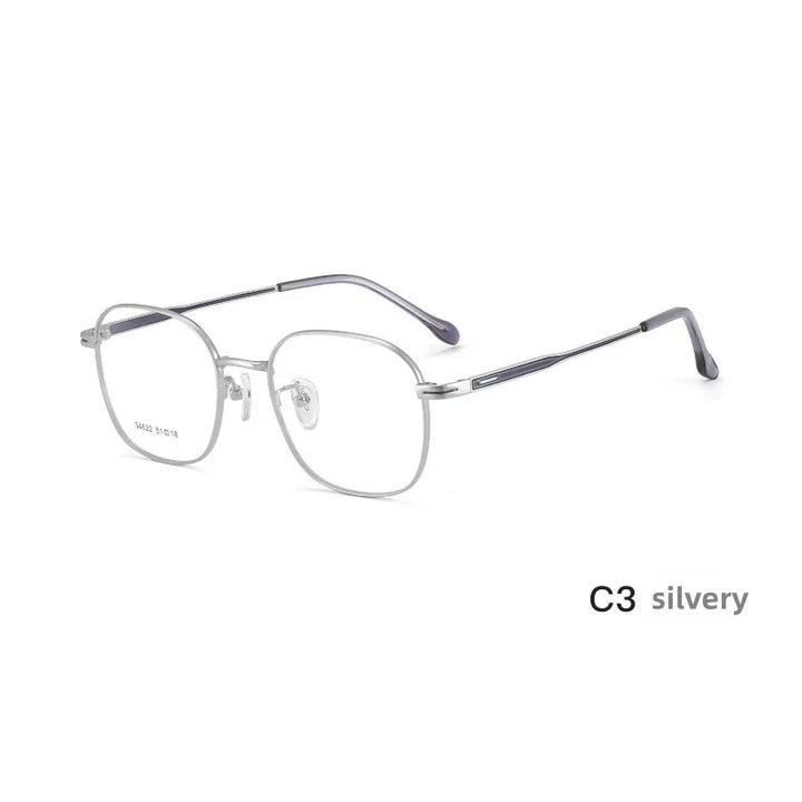 KatKani Men's Full Rim Polygon Square Alloy Eyeglasses 34622 Full Rim KatKani Eyeglasses Silver  