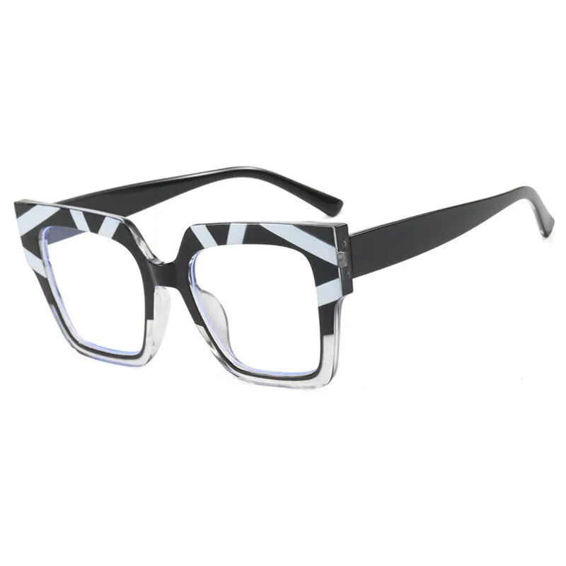 CCspace Women's Full Rim Square Thick Polycarbonate Eyeglasses 301255 Full Rim CCspace BlackWhite  