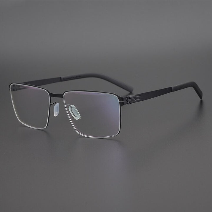 Gatenac Unisex Full Rim Square Titanium Alloy Eyeglasses Gxyj1075 Full Rim Gatenac Black  