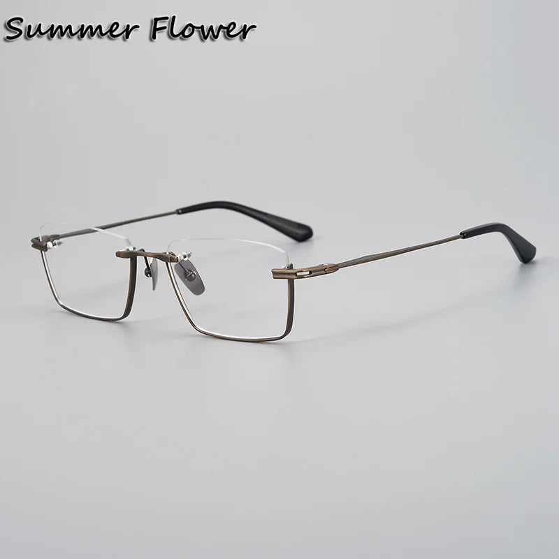 Summer Flower Unisex Semi Rim Square Titanium Eyeglasses 842416 Semi Rim Summer Flower Bronze