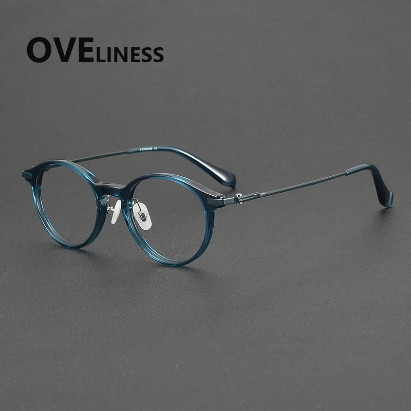 Oveliness Unisex Full Rim Round Oval Acetate Titanium Eyeglasses 90010