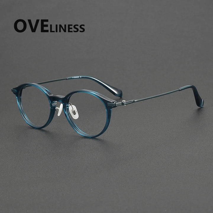 Oveliness Unisex Full Rim Round Oval Acetate Titanium Eyeglasses 90010