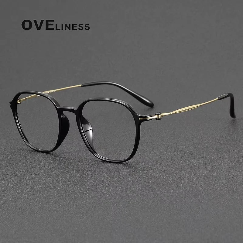 Oveliness Women's Full Rim Square Acetate Titanium Eyeglasses 28665