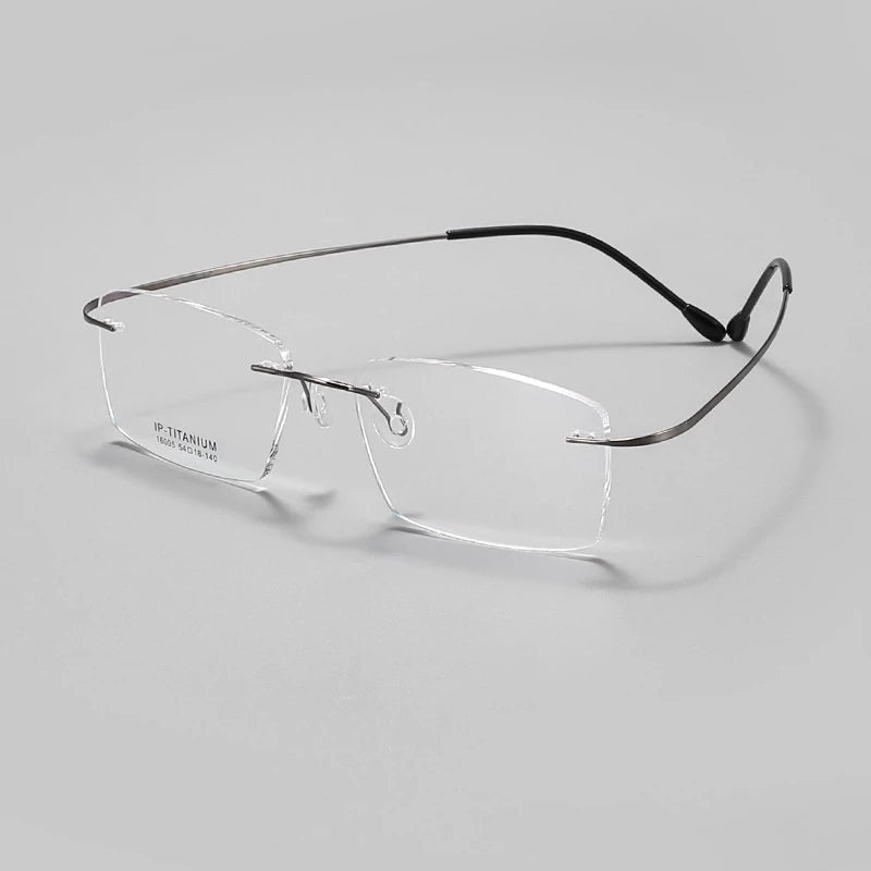 Yimaruili Unisex Rimless Square Oval Titanium Eyeglasses 41600 Rimless Yimaruili Eyeglasses Gun