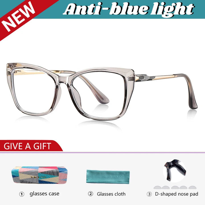 Vicky Women's Full Rim Square Cat Eye Tr 90 Alloy Reading Glasses 77230