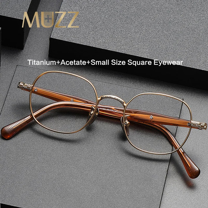 Muzz Unisex Full Rim Small Square Titanium Acetate Eyeglasses M41464 Full Rim Muzz   