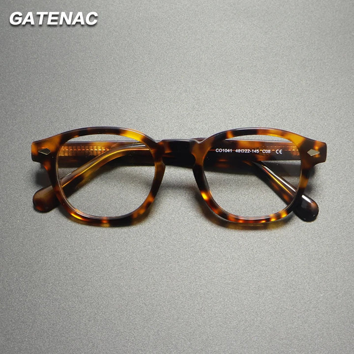 Gatenac Unisex Full Rim Oval Square Thick Acetate Eyeglasses Gxyj1208 Full Rim Gatenac