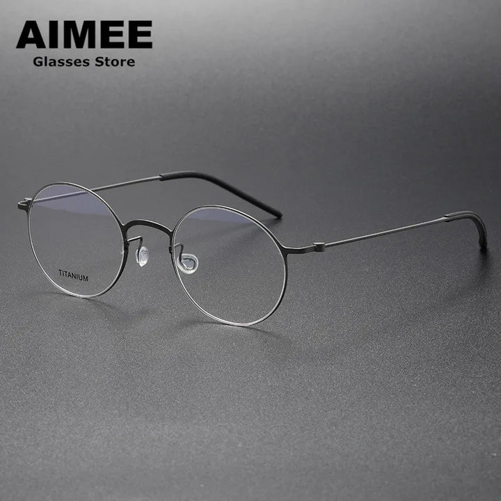 Aimee Unisex Full Rim Round Screwless Titanium Eyeglasses 5504 Full Rim Aimee   