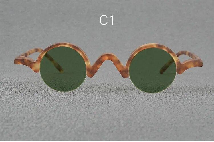 Yujo Unisex Semi Rim Round Acetate Polarized Sunglasses 35mm Sunglasses Yujo C1 China 