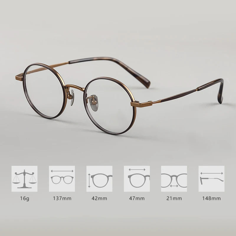 Hdcrafter Women's Full Rim Round Titanium Acetate Eyeglasses 698505