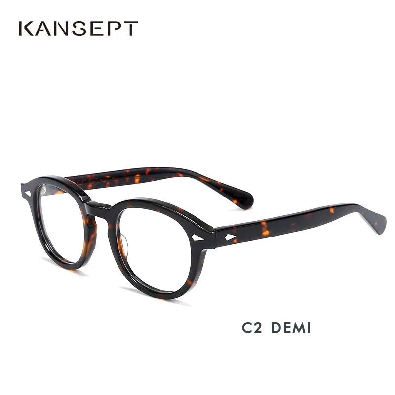 Kansept Unisex Full Rim Round Thick Acetate Eyeglasses 24145 Full Rim Kansept demi-49 CHINA 