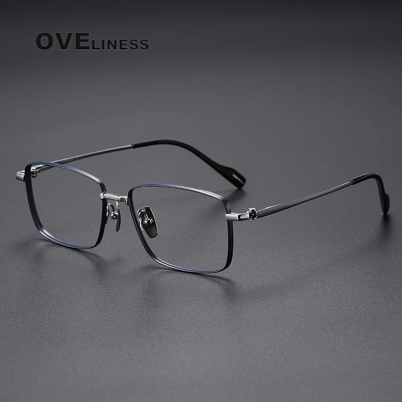 Oveliness Men's Full Rim Square Polygon Titanium Eyeglasses 81014
