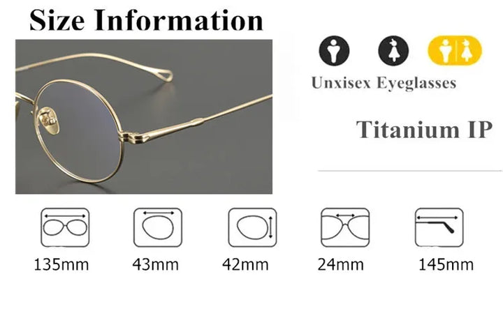 Aimee Unisex Full Rim Small Round Titanium Eyeglasses 50405