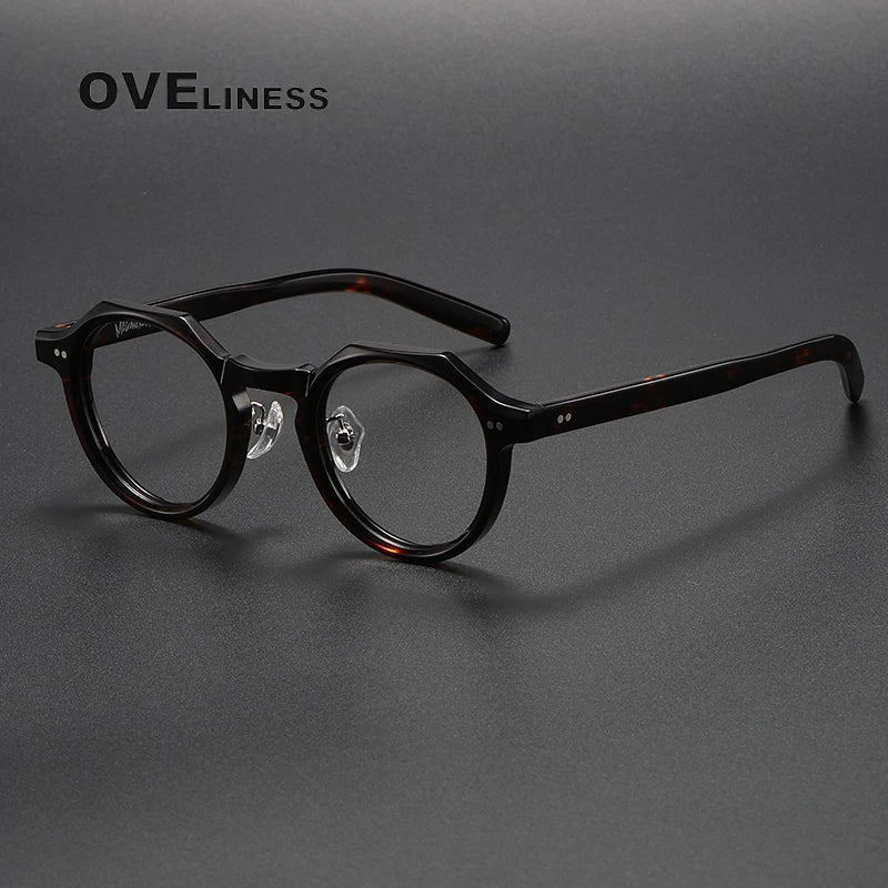 Oveliness Unisex Full Rim Round Acetate Eyeglasses V003 Full Rim Oveliness tortoise  