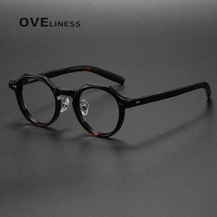 Oveliness Unisex Full Rim Round Acetate Eyeglasses V003 Full Rim Oveliness tortoise  
