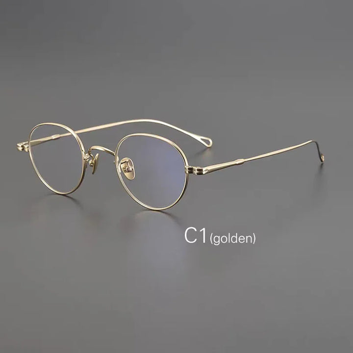 Yujo Unisex Full Rim Classic Pure Titanium Eyeglasses 07 — view 5 | Yujo at FuzWeb