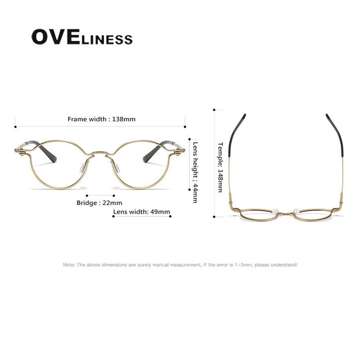 Oveliness Unisex Full Rim Round Titanium Eyeglasses C007 Full Rim Oveliness   