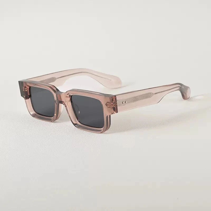 Black Mask Men's Full Rim Square Thick Acetate Polarized Sunglasses M8015 Sunglasses Black Mask Pink As Shown 