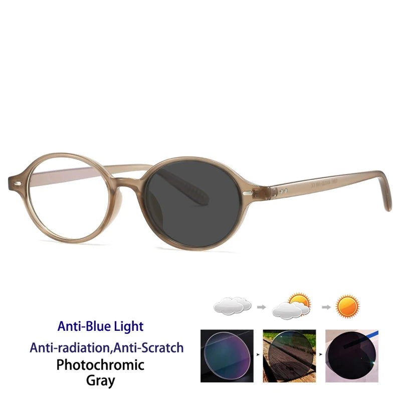 Kocolior Unisex Full Rim Round PC Tr 90 Alloy Photochromic Reading Glasses 512297