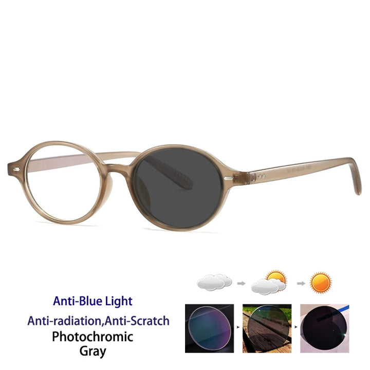 Kocolior Unisex Full Rim Round PC Tr 90 Alloy Photochromic Reading Glasses 512297