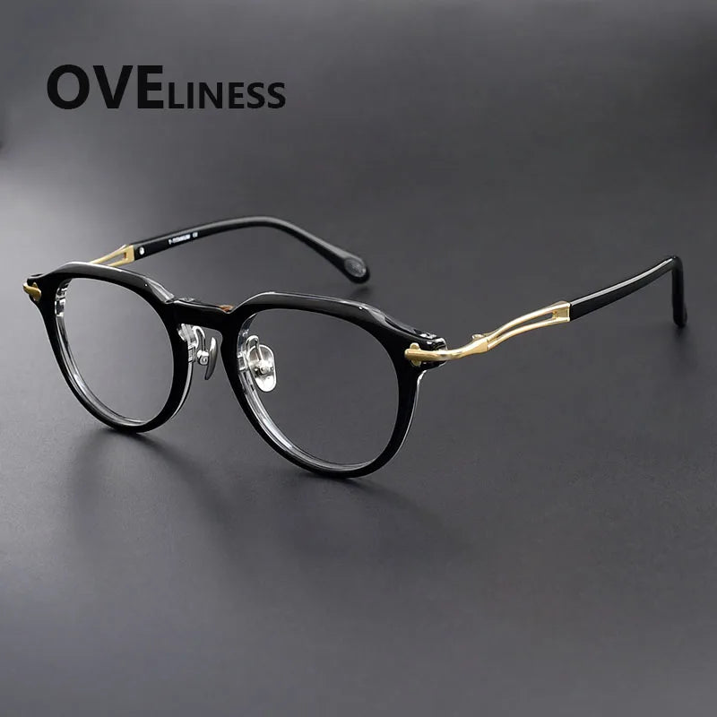 Oveliness Women's Full Rim Oval Square Acetate Titanium Eyeglasses 361389