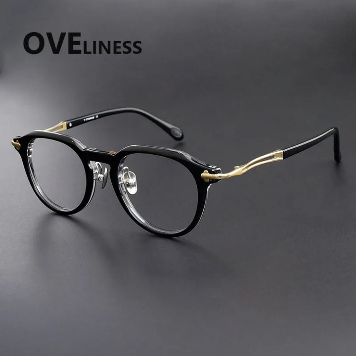Oveliness Women's Full Rim Oval Square Acetate Titanium Eyeglasses 361389