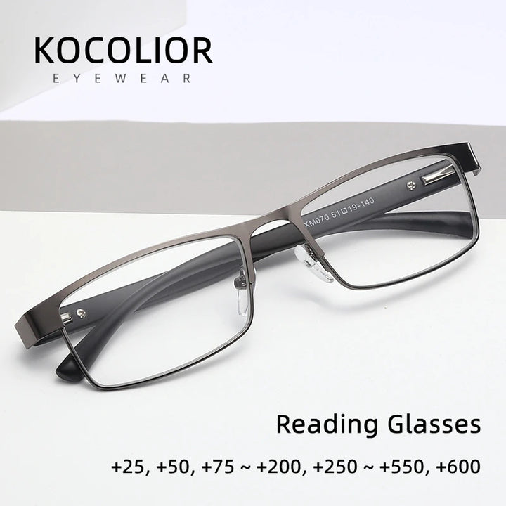 Kocolior Men's Full Rim Square Stainless Steel Reading Glasses 429070