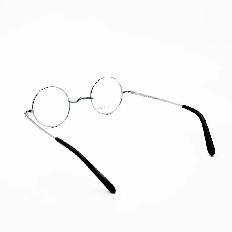 Yujo Unisex Full Rim Small Round Titanium 42mm Eyeglasses Full Rim Yujo   