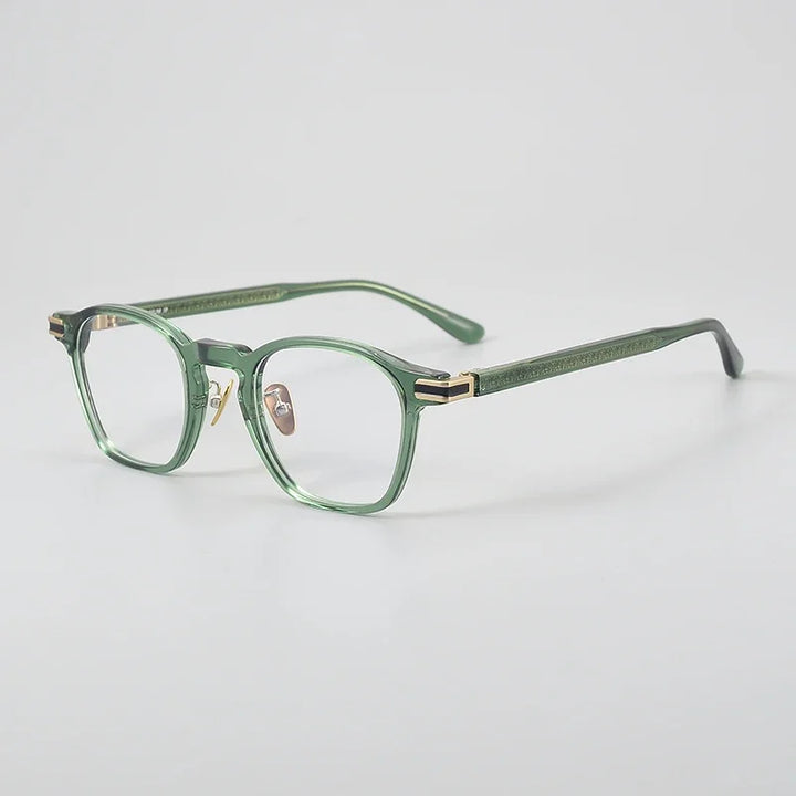 Aror Unisex Full Rim Square Acetate Titanium Eyeglasses 49082 Full Rim Aror Green