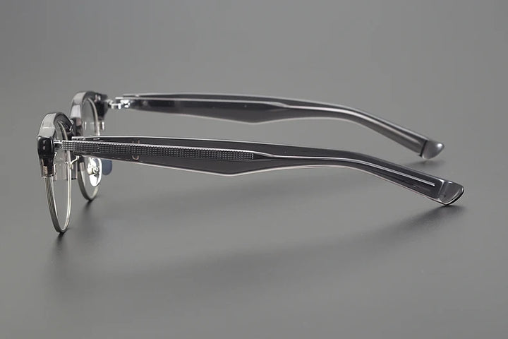 Black Mask Unisex Full Rim Browline Round Acetate Eyeglasses Bm-92m Full Rim Black Mask   