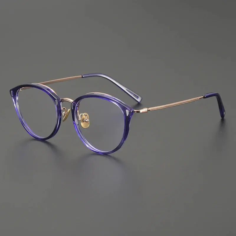 Gatenac Unisex Full Rim Oval Round Acetate Titanium Eyeglasses 679452 FuzWeb