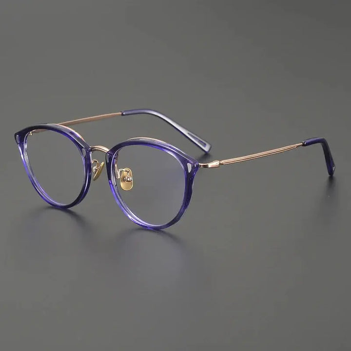 Gatenac Unisex Full Rim Oval Round Acetate Titanium Eyeglasses 679452 FuzWeb