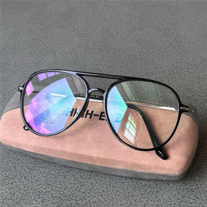 Cubojue Women's Full Rim Oval Double Bridge Alloy Reading Glasses 411454