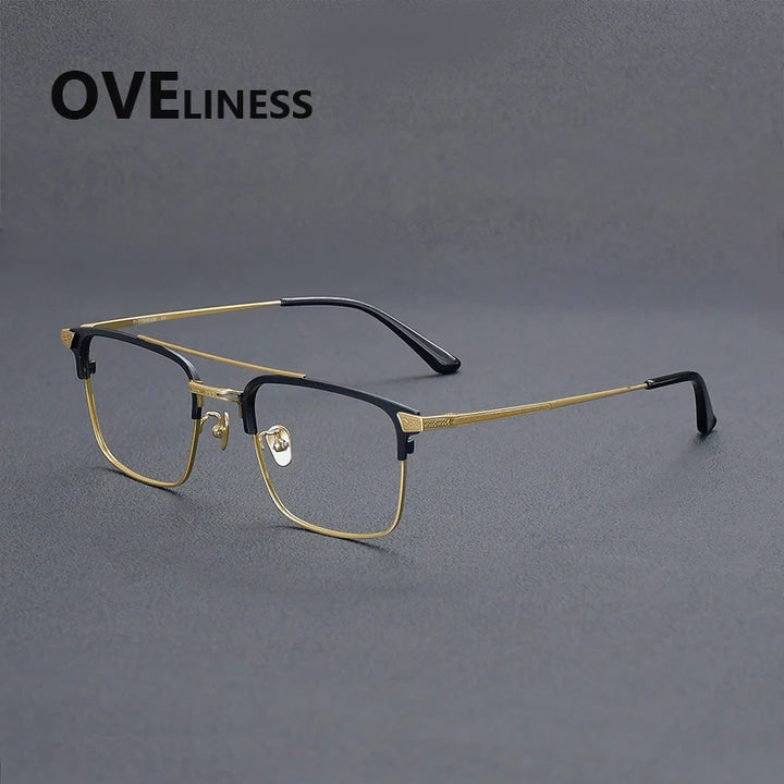 Oveliness Men's Full Rim Square Double Bridge Titanium Eyeglasses 981085