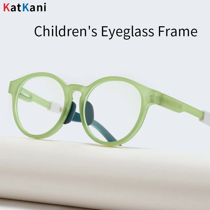 KatKani Unisex Children's Full Rim Round Tr 90 Silicone Eyeglasses J204 Full Rim KatKani Eyeglasses Silver  