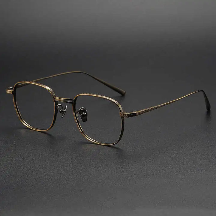 Black Mask Women's Full Rim Square Titanium Eyeglasses 7025 Full Rim Black Mask Bronze  