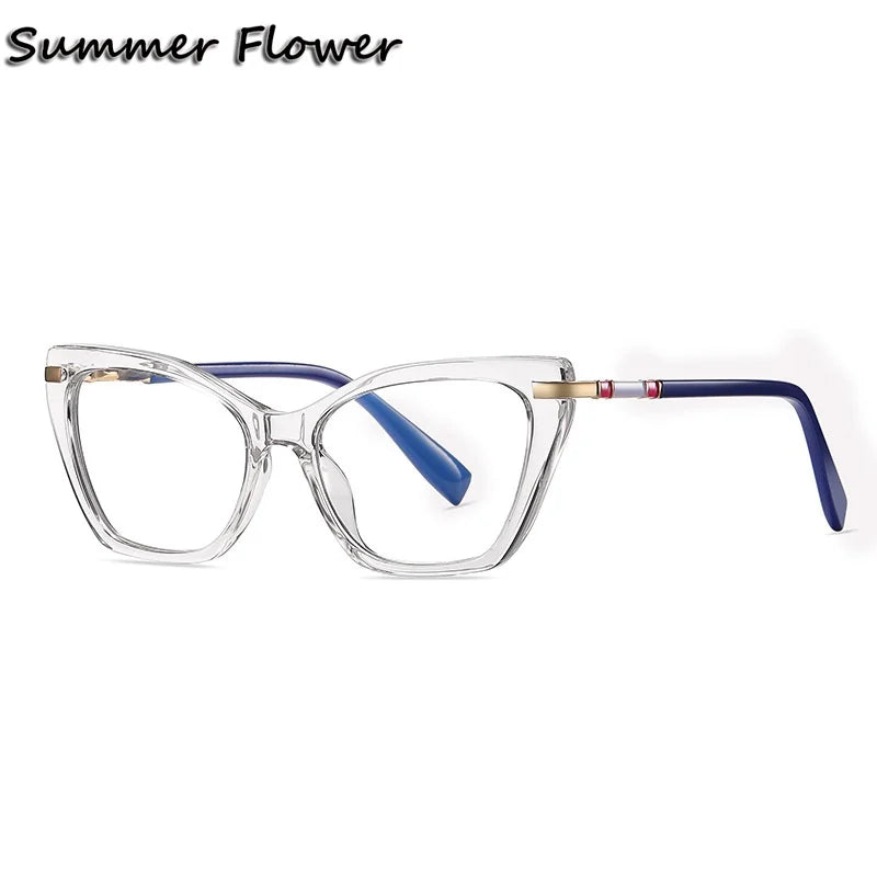 Summer Flower Women's Full Rim Butterfly Tr 90 Titanium Eyeglasses 210444