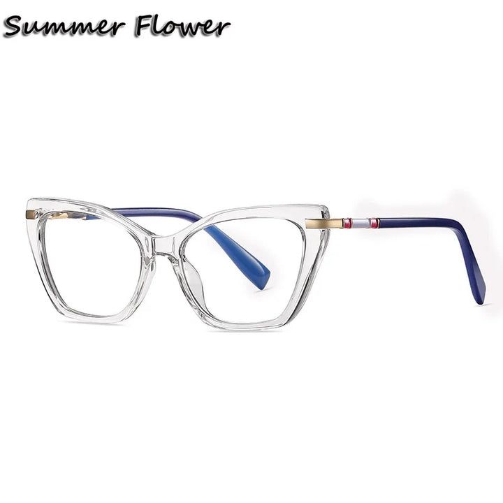 Summer Flower Women's Full Rim Butterfly Tr 90 Titanium Eyeglasses 210444