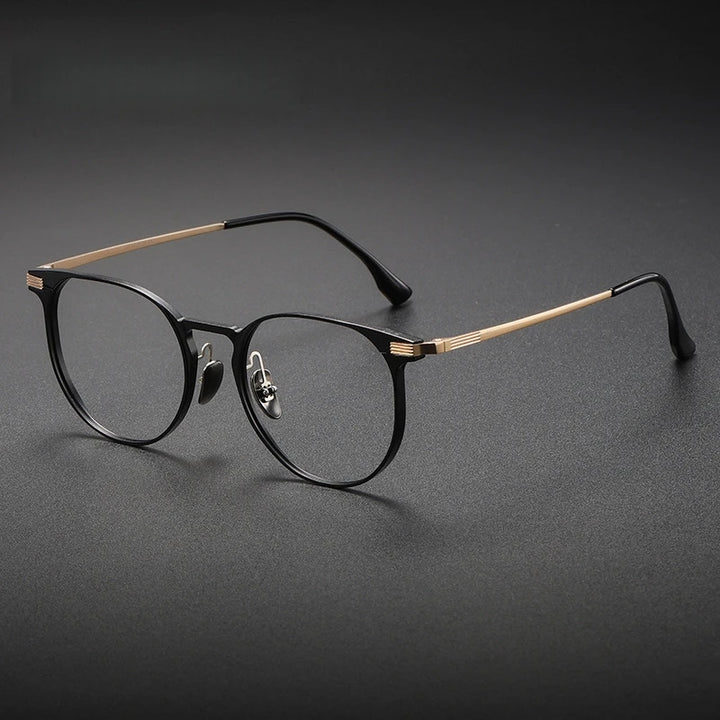 Yimaruili Unisex Full Rim Round Al Mg Titanium Alloy Eyeglasses 20250
