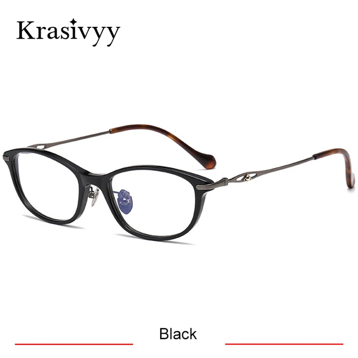 Krasivyy Unisex Full Rim Oval Square Titanium Acetate Eyeglasses 316891
