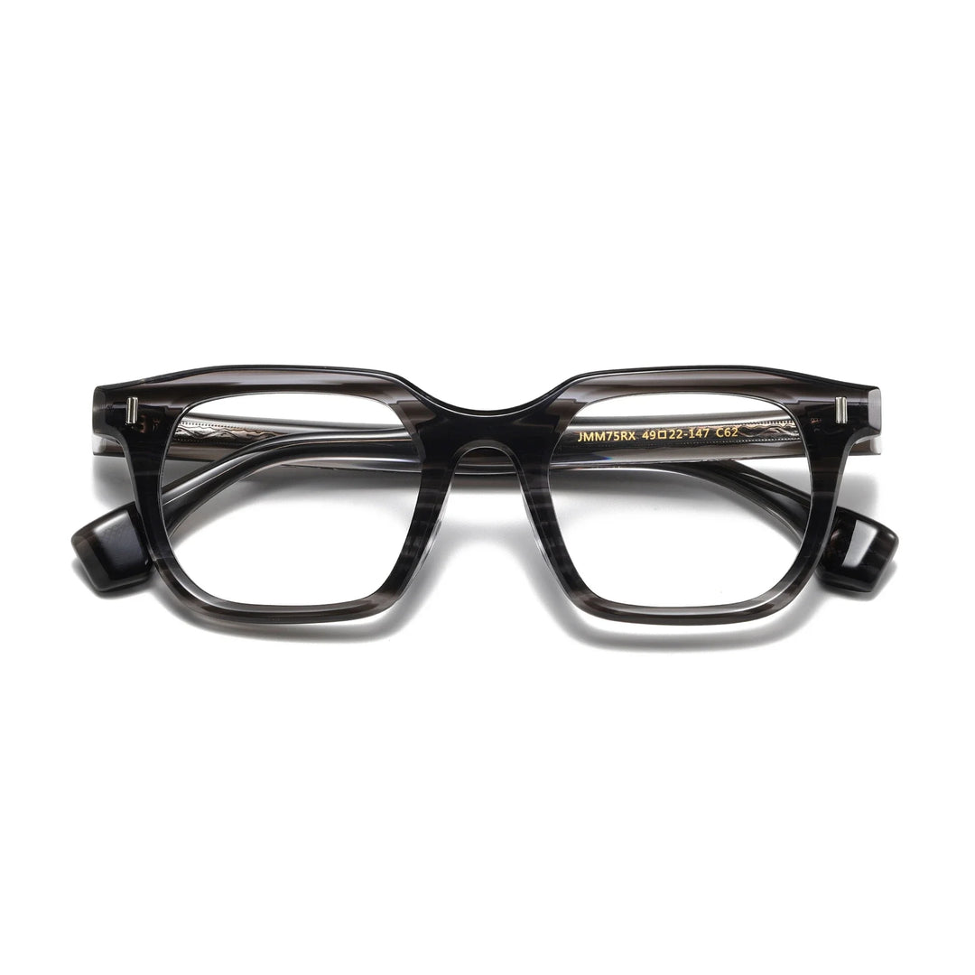 Aror Unisex Full Rim Square Brow Line Acetate Eyeglasses 94751 Full Rim Aror Gray Black