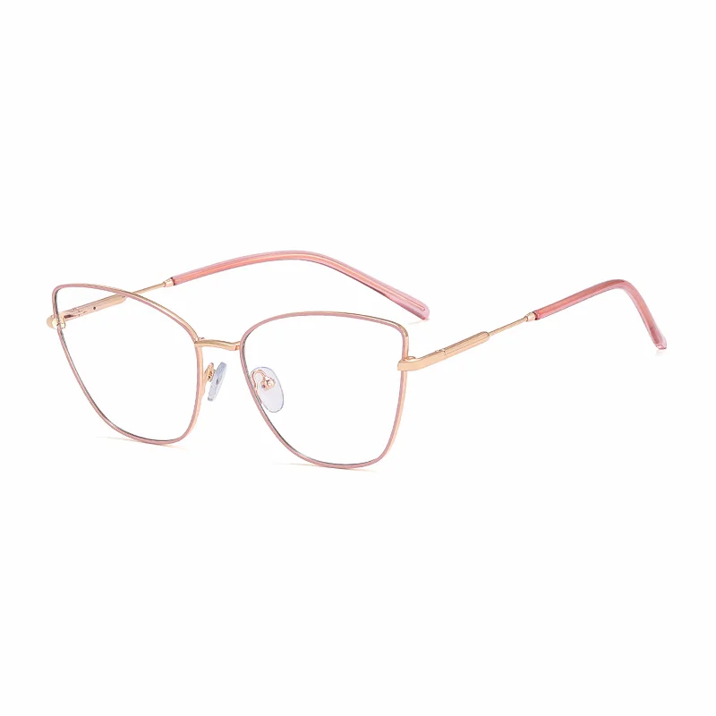 Ralferty Women's Full Rim Square Cat Eye Alloy Eyeglasses R95830 Full Rim Ralferty C2 Pink CHINA 