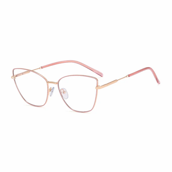 Ralferty Women's Full Rim Square Cat Eye Alloy Eyeglasses R95830 Full Rim Ralferty C2 Pink CHINA 