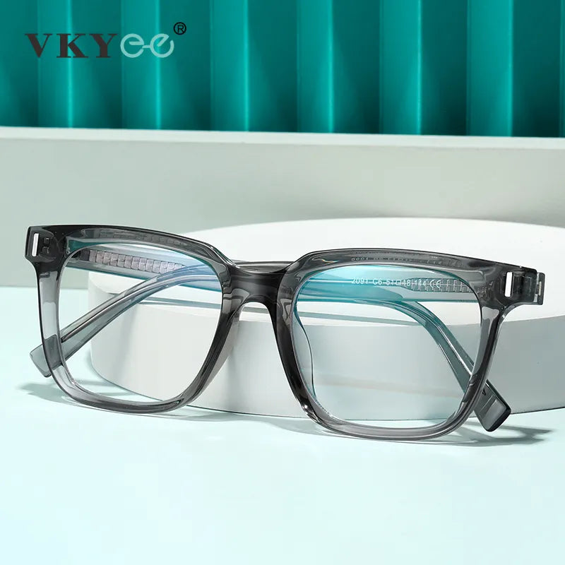 Vicky Unisex Full Rim Square Stainless Steel Acetate Reading Glasses 2091 Reading Glasses Vicky   