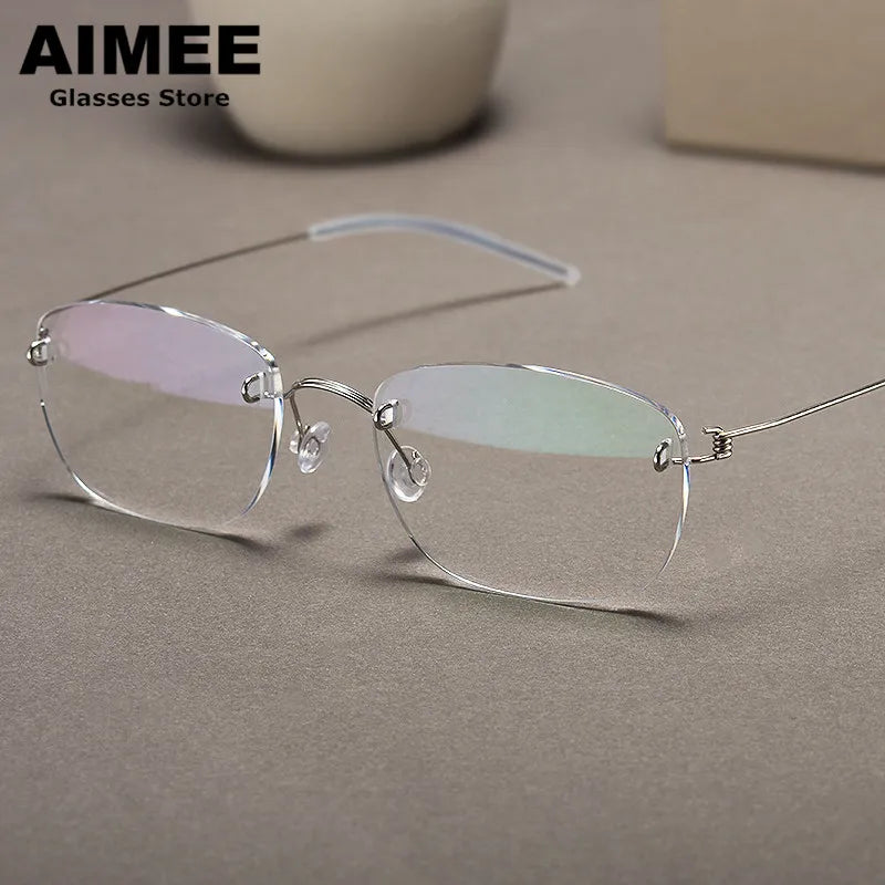 Aimee Women's Rimless Square Titanium Eyeglasses 29740