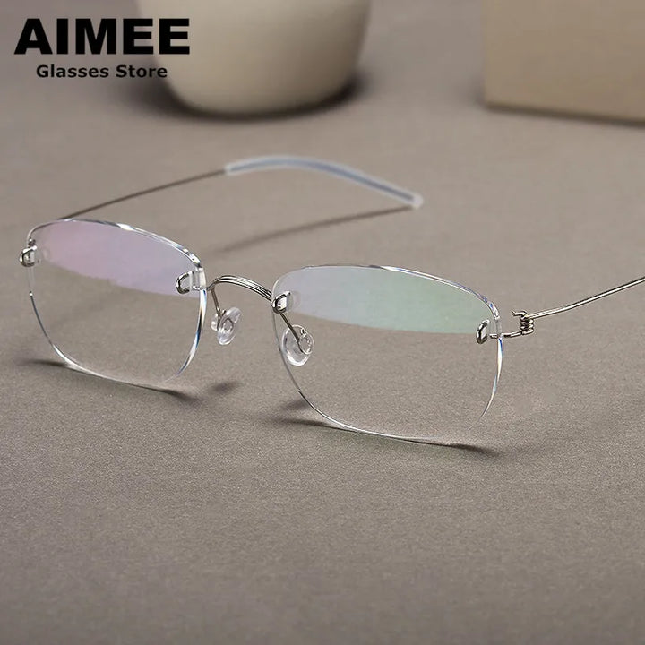 Aimee Women's Rimless Square Titanium Eyeglasses 29740