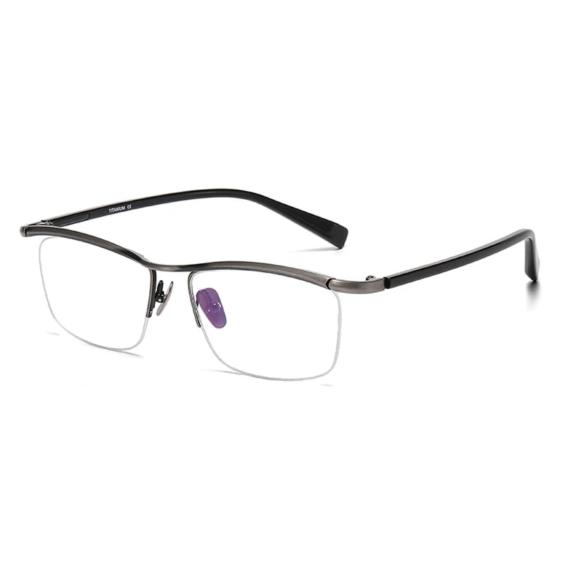 Gatenac Unisex Semi Rim Square Brow Line Titanium Eyeglasses Gxyj876